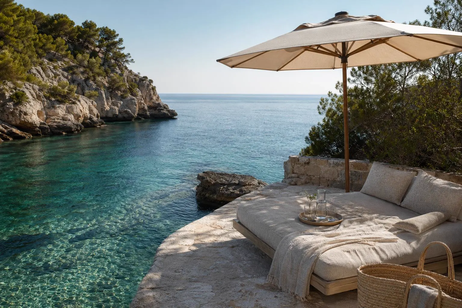 Mediterranean coastline at golden hour — private escapes along the North-West Coast