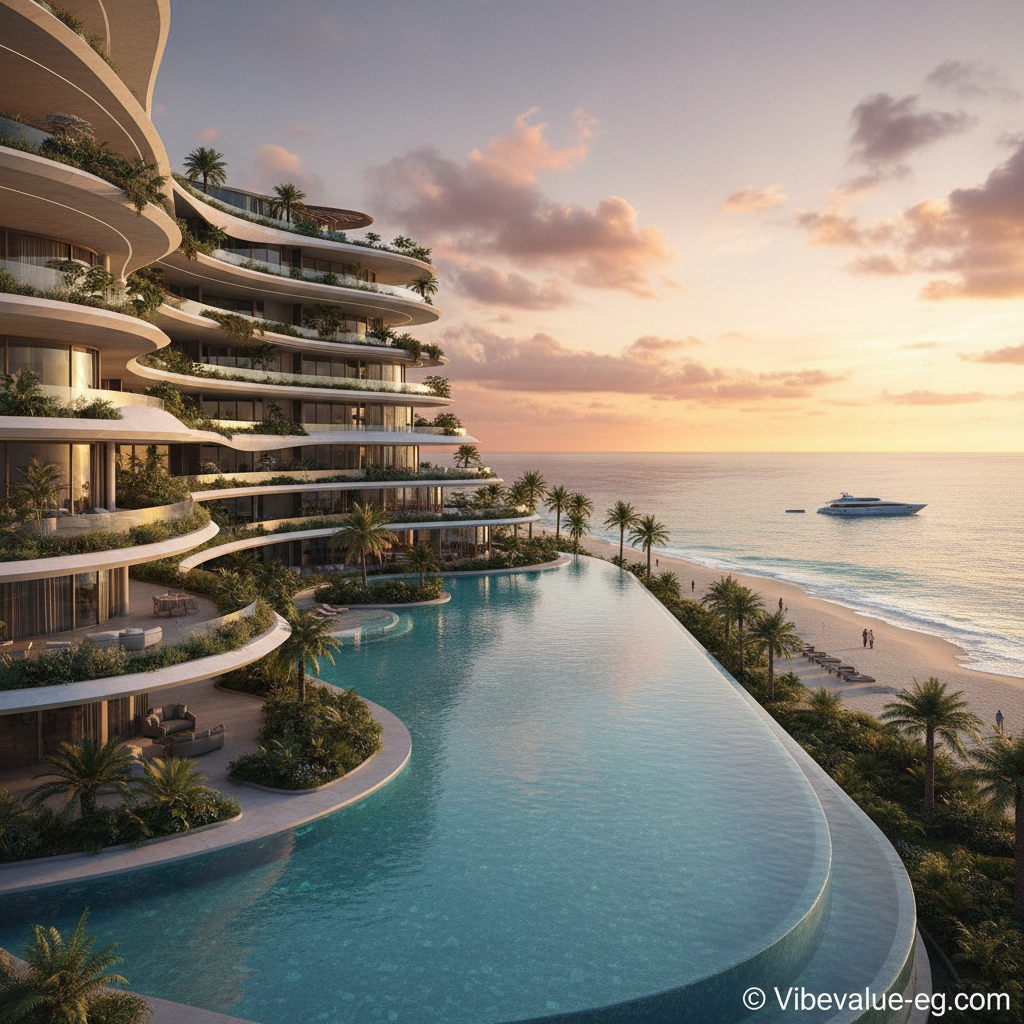 Luxury condos and infinity pools with Mediterranean sea view in Ras El Hekma