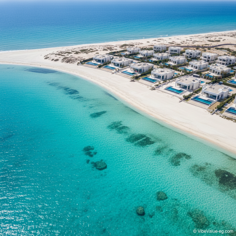 Ultra-luxury beachfront villas in Sidi Heneish bay with turquoise water during daytime 2026